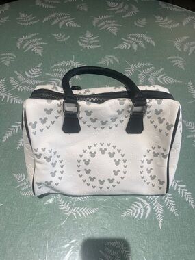 Disney Parks White with Gray Mickey Icon Geometric Satchel